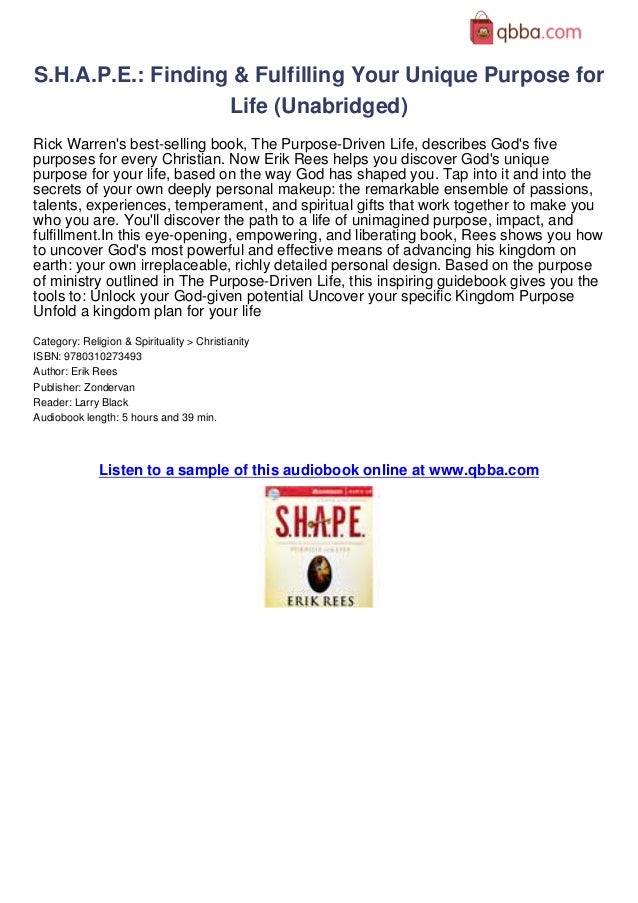 S.H.A.P.E.: Finding and Fulfilling Your Unique Purpose for Life